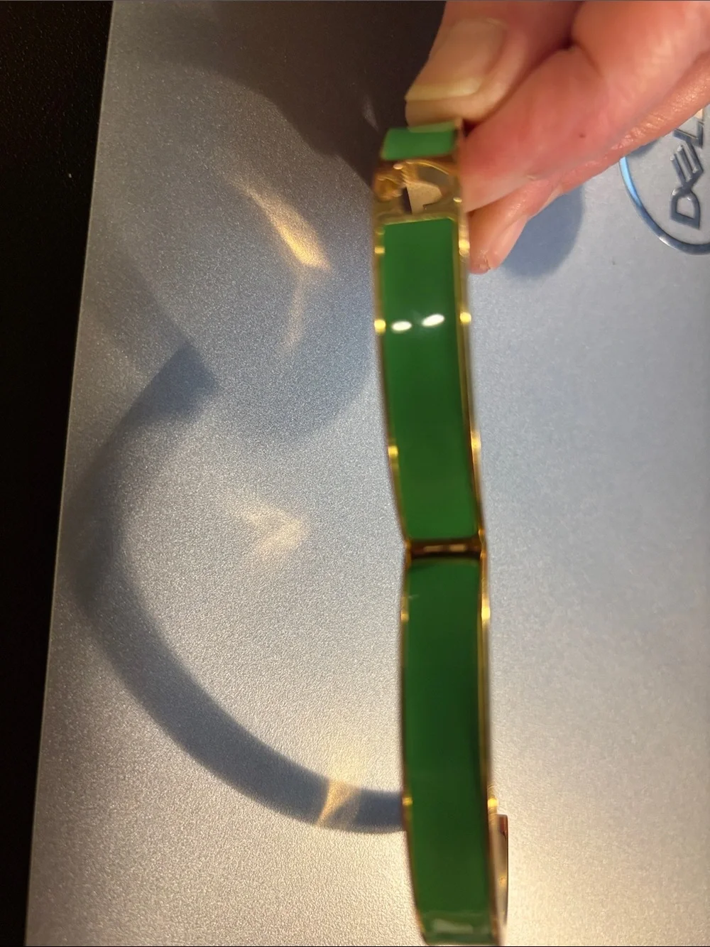 kate spade Gold-Tone Bangle Bracelet with Green Enamel Panels - Picture 3 of 5
